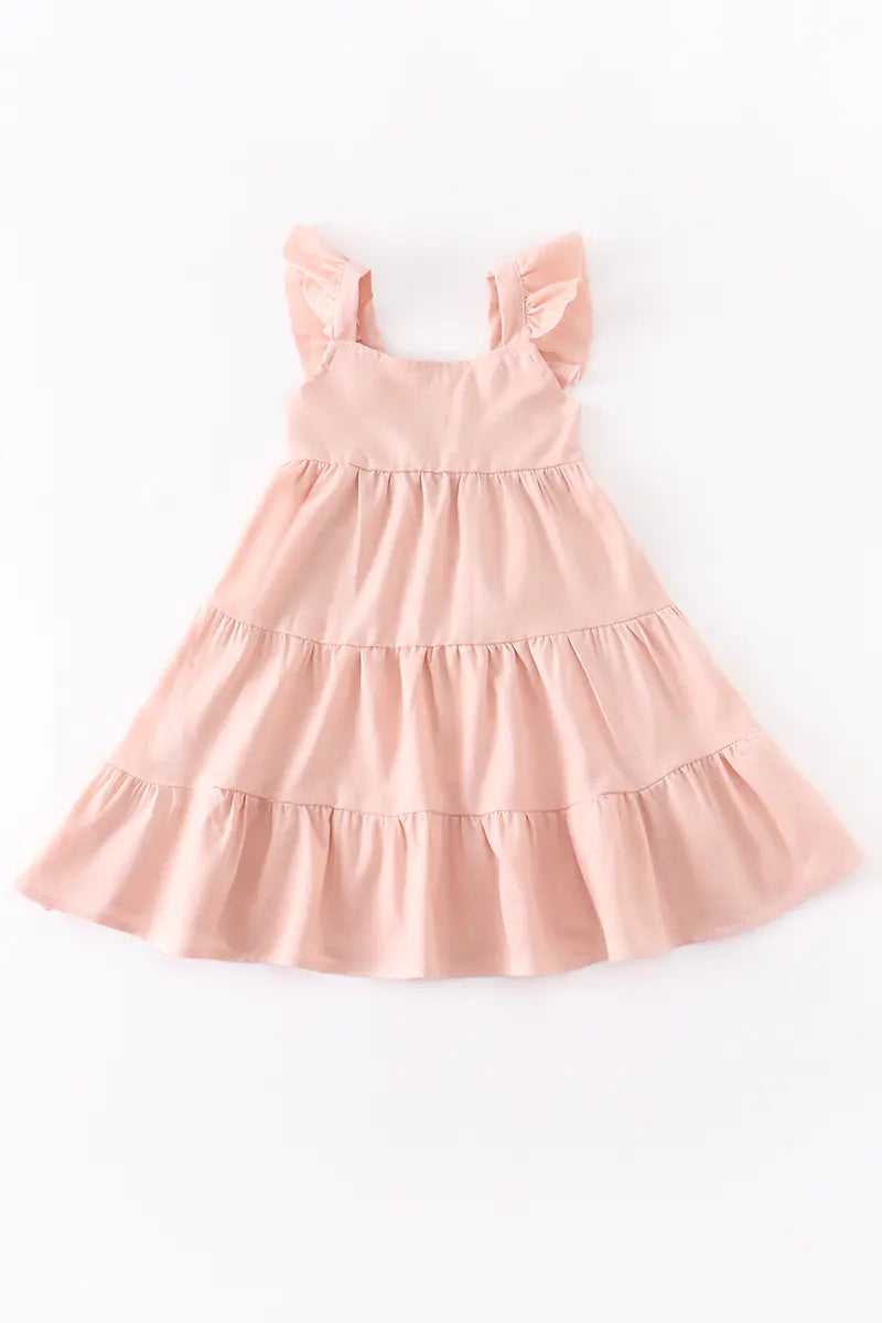 Solid Color Knee-Length Dress for Baby Girls