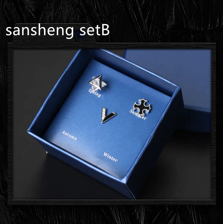 925 Silver Men's Stud Earrings Set (Minimalist Style)