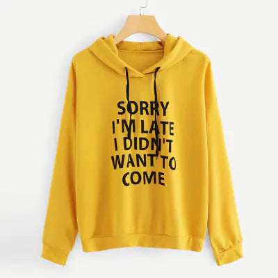 Hooded Sweatshirt with Letter Print Long Sleeve Design