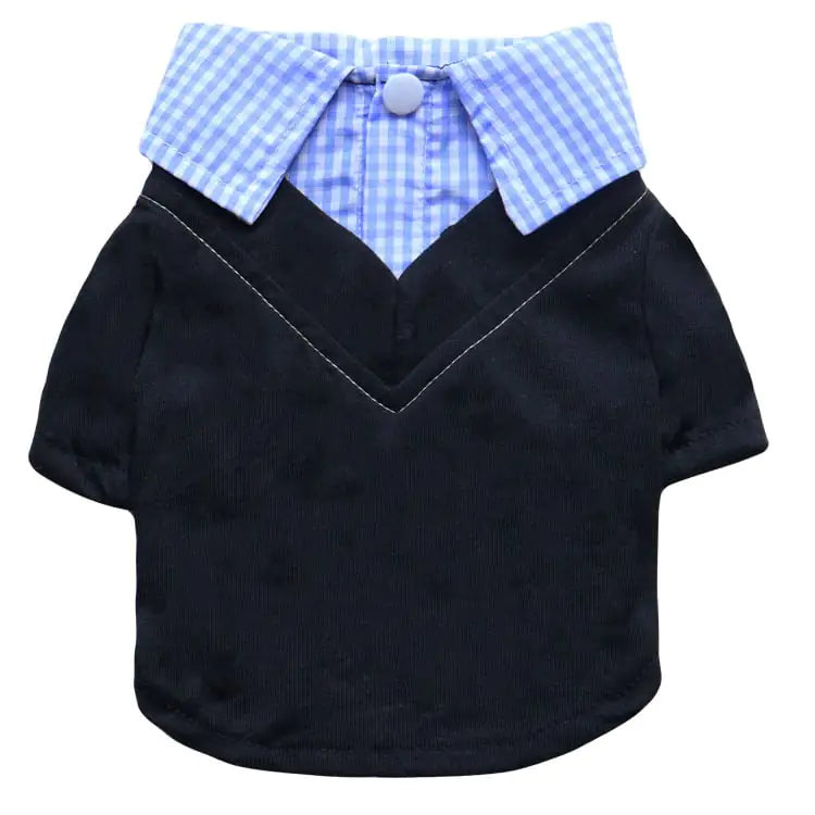 Teddy Printed Plaid Dog Shirt with Pointed Collar