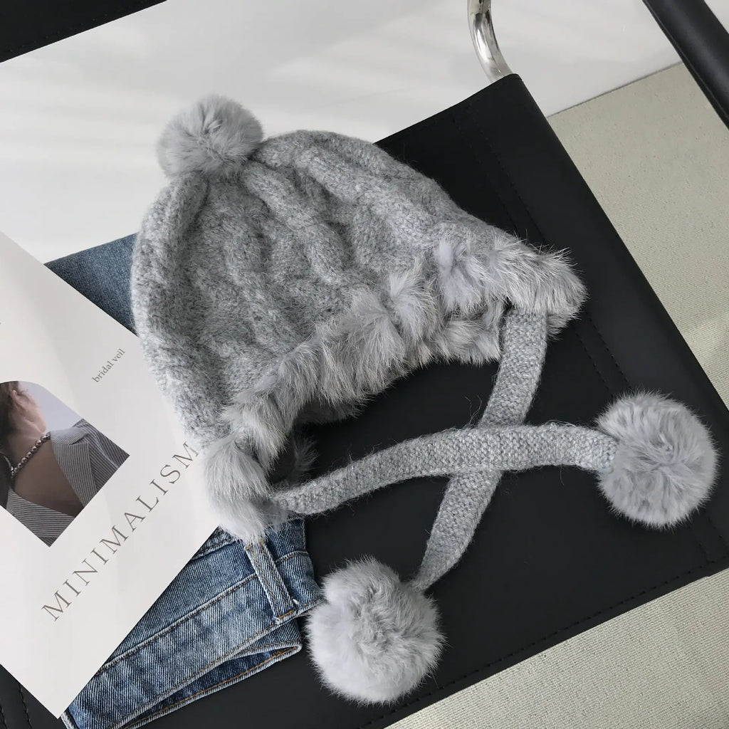 Gentle All-Match Fleece Rabbit Fur Hat