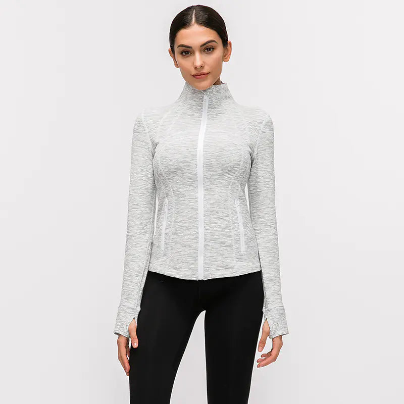 Women's Nylon Stretch Zip-Up Yoga Jacket for Fall/Winter
