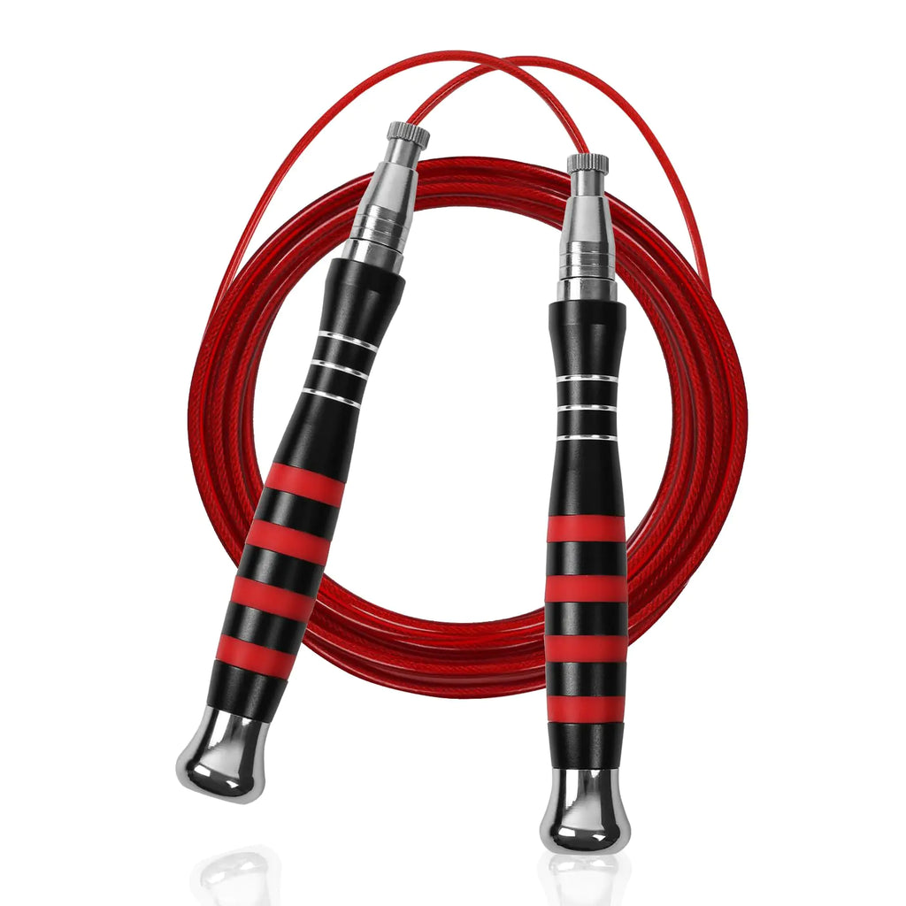 Jump Rope with Self Locking No Screw Design 360 Degree Fast Rotation Non Slip Silicone Texture Weighted Jump Rope Includes 2 Speed Ropes Easy Setup 2 Handles Portable Fitness Jump Ropes for Boxing