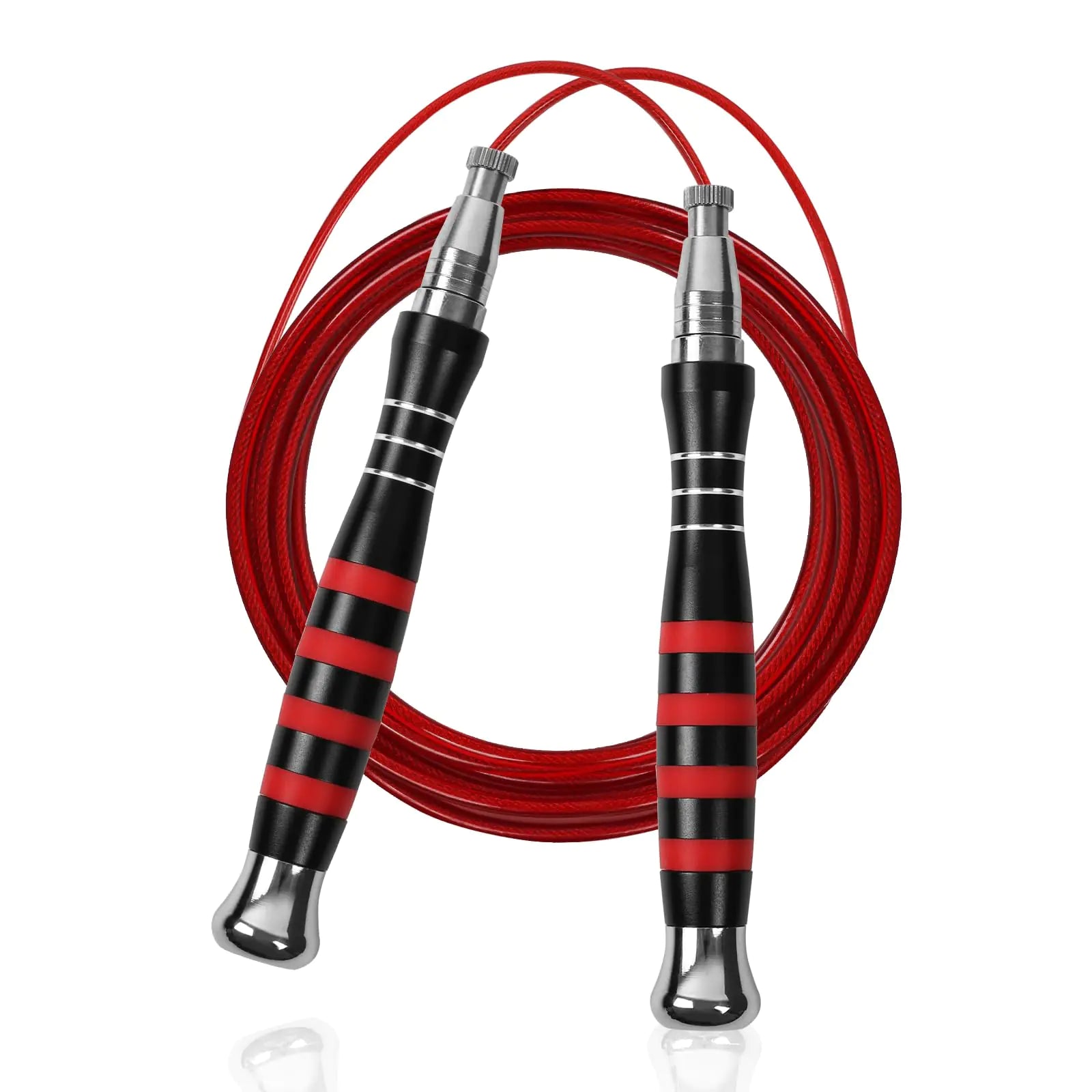 Jump Rope with Self Locking No Screw Design 360 Degree Fast Rotation Non Slip Silicone Texture Weighted Jump Rope Includes 2 Speed Ropes Easy Setup 2 Handles Portable Fitness Jump Ropes for Boxing