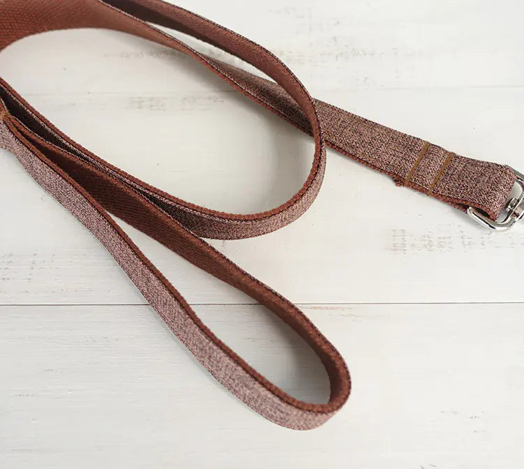 Brown Checkered Pet Leash and Collar Set