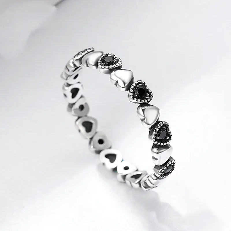 S925 Silver Heart-Shaped Gemstone Ring for Women