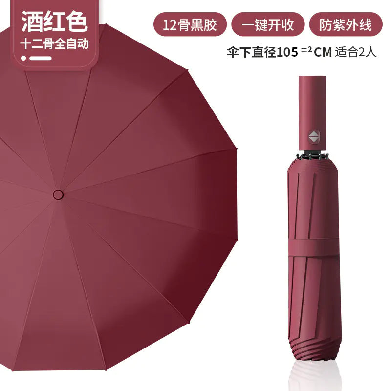 Custom 24 Bone Automatic Folding Sun and Rain Umbrella