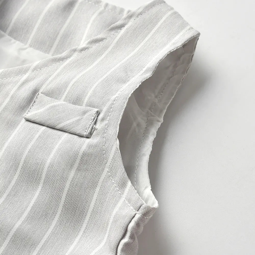 Kids' Striped Vest and Long Sleeve Shirt Suit Set