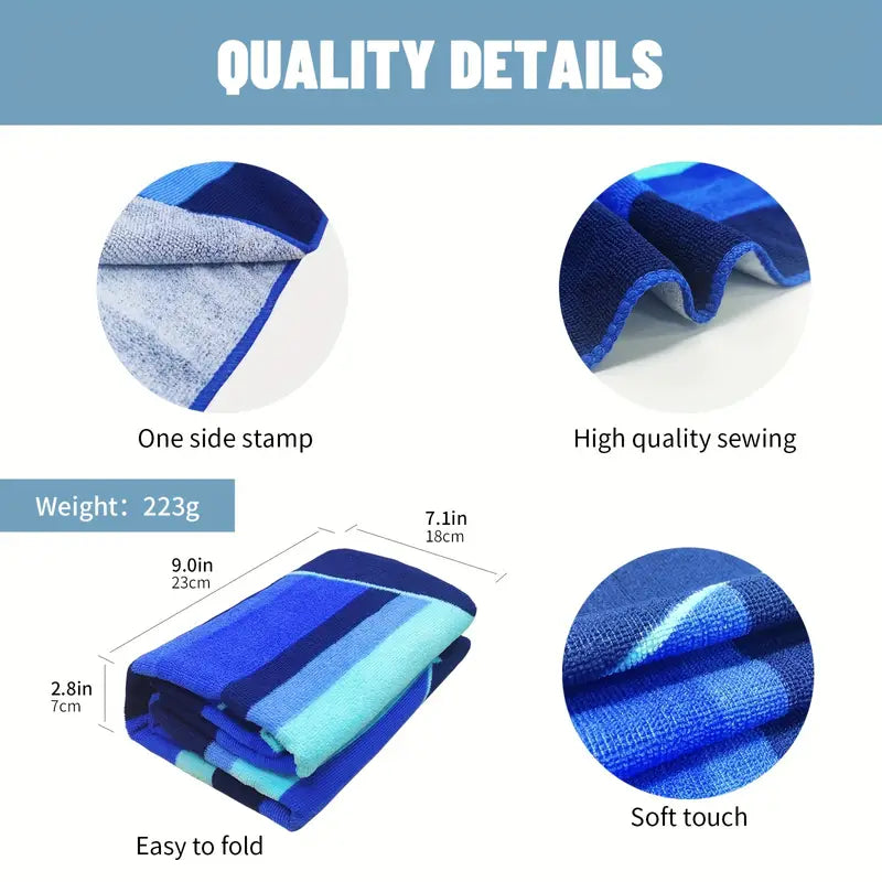 Blue Dolphin Microfiber Beach Towel - Oversized 55"x27.5"