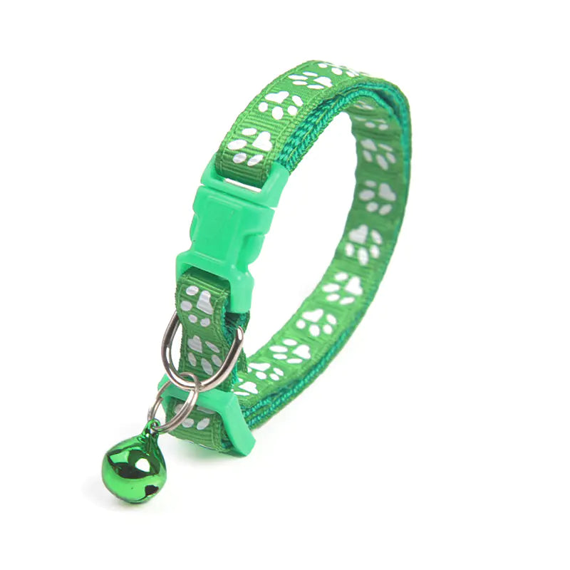Cute Solid Color Puppy Bell Collar with Footprints