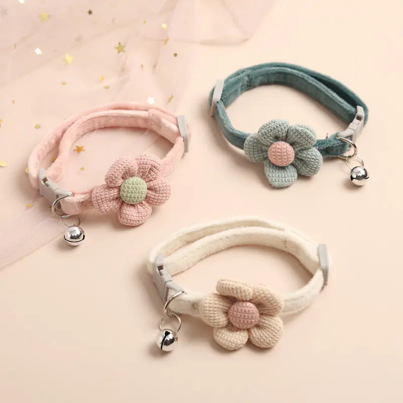 Multicolor Cute Flower Cat Collar with Bell