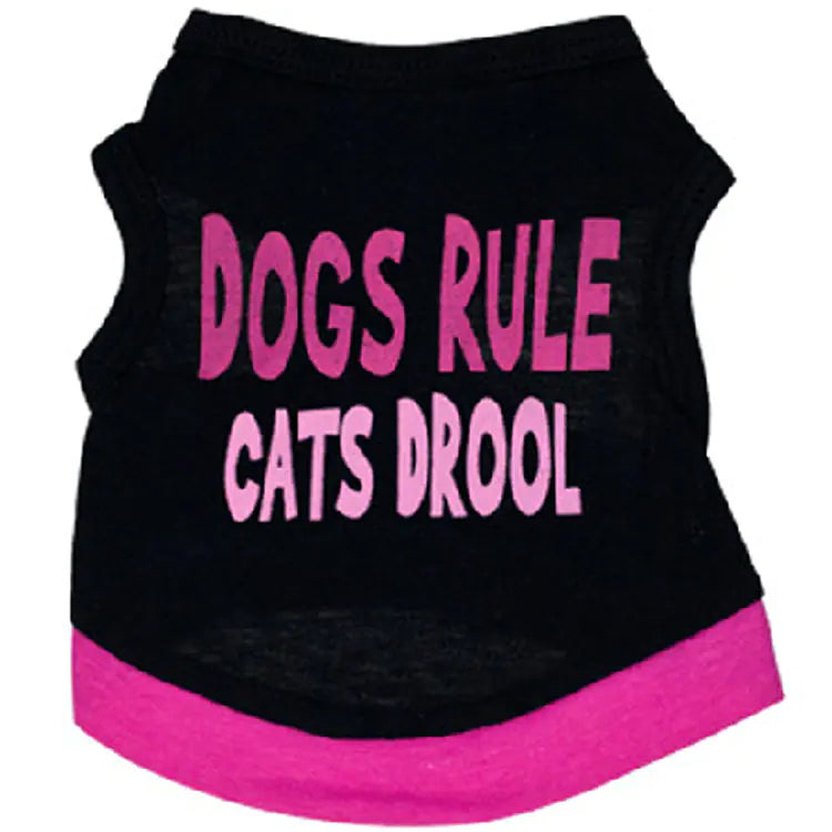 Cotton Black Printed Pink Letter Vest for Dogs