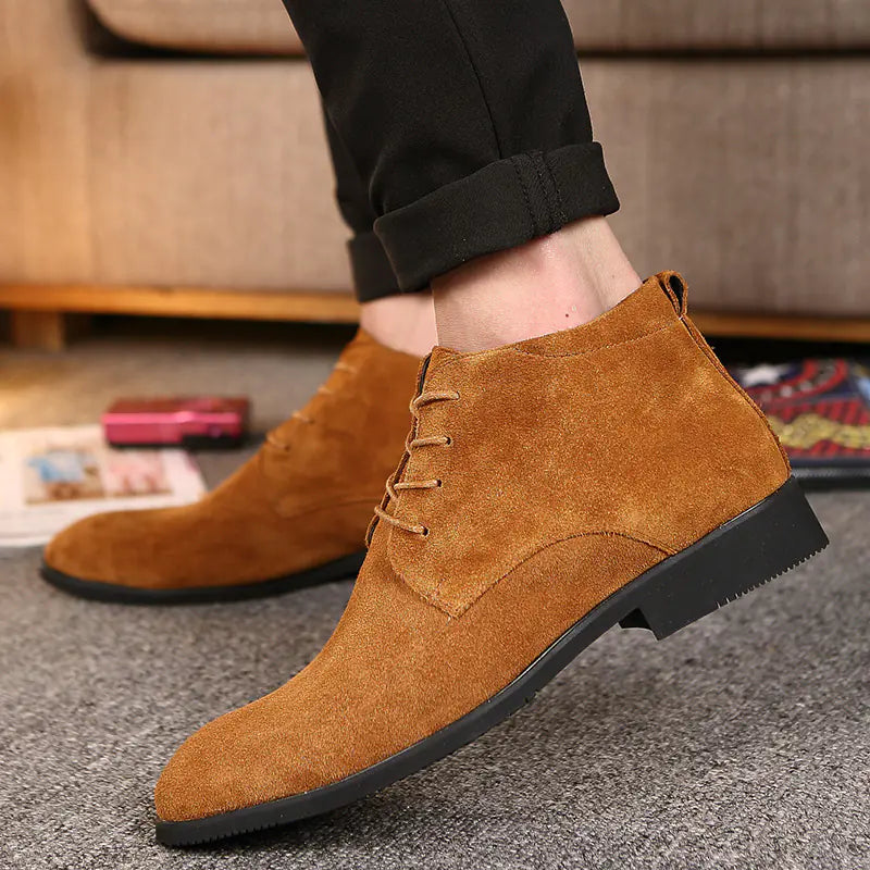 Men's Mid-top Lace-up Casual Pointed Shoes