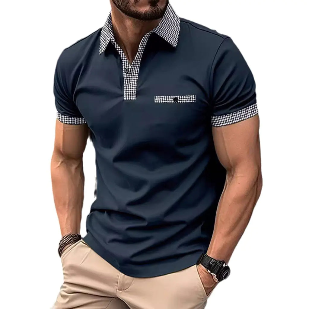 Men's Color Block Short Sleeve Polo Shirt