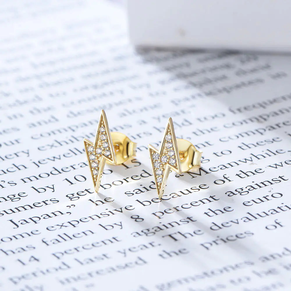 S925 Silver Colorful Zircon Lightning Stud Earrings