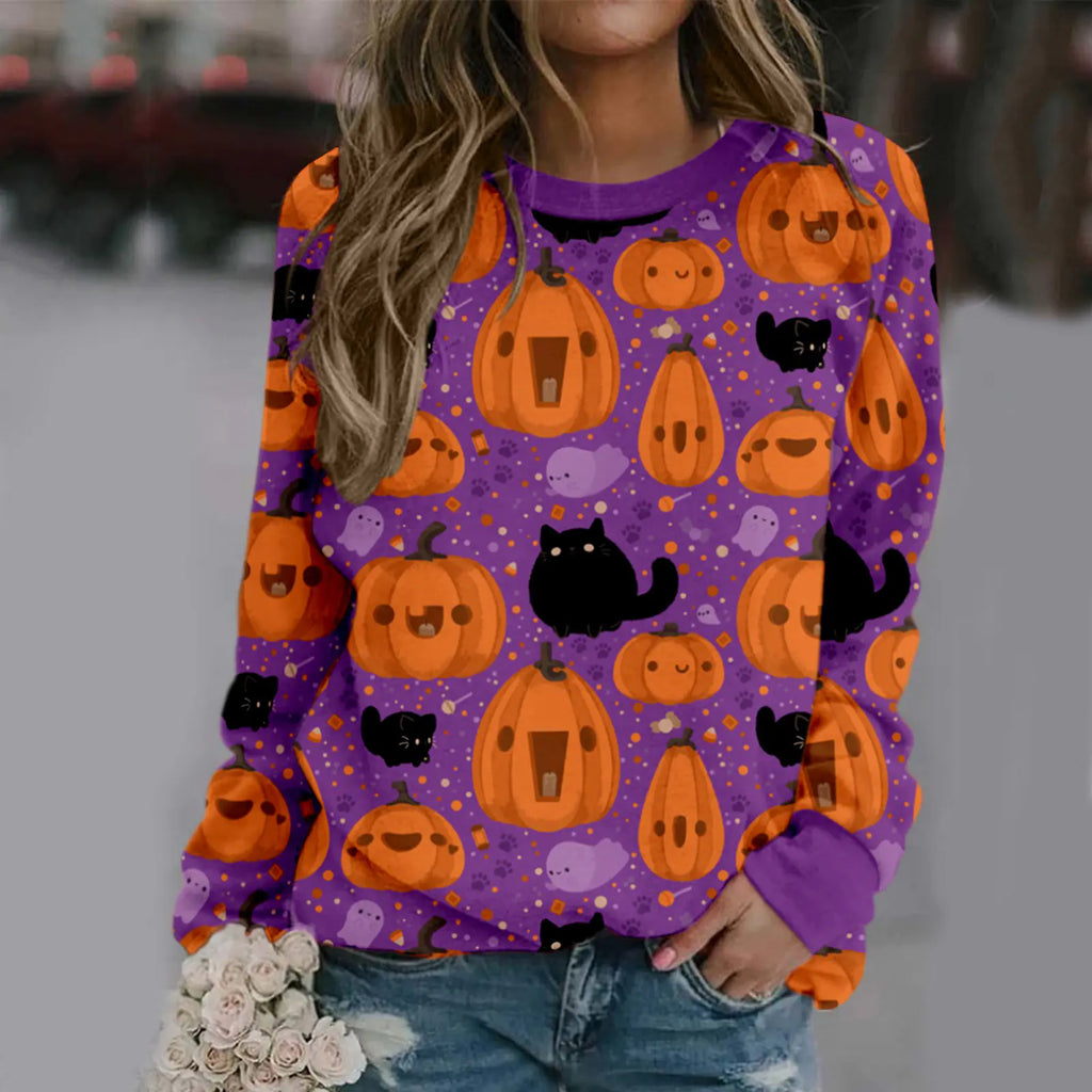 Halloween Women's Long Sleeve Printed Sweater