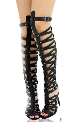 Fashionable Punk Style Hollow-Out High Heels Boots