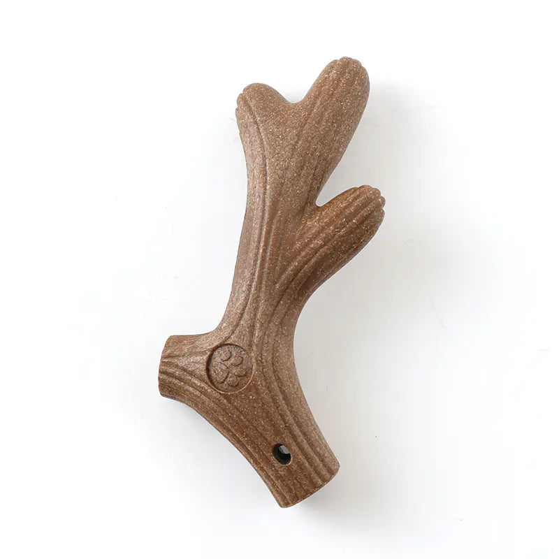 Durable Pine Wood Dog Chew Toy - Bone Shape Interactive