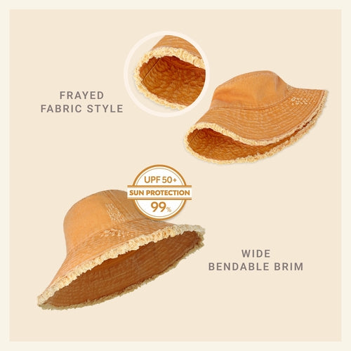 Bucket Hat,Wide Brim Frayed