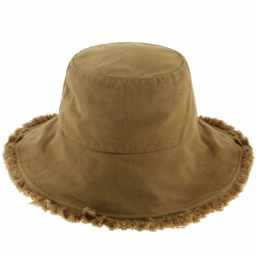 Bucket Hat,Wide Brim Frayed