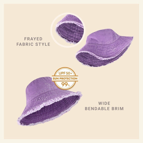 Bucket Hat,Wide Brim Frayed
