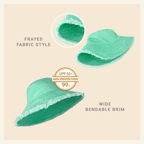 Bucket Hat,Wide Brim Frayed