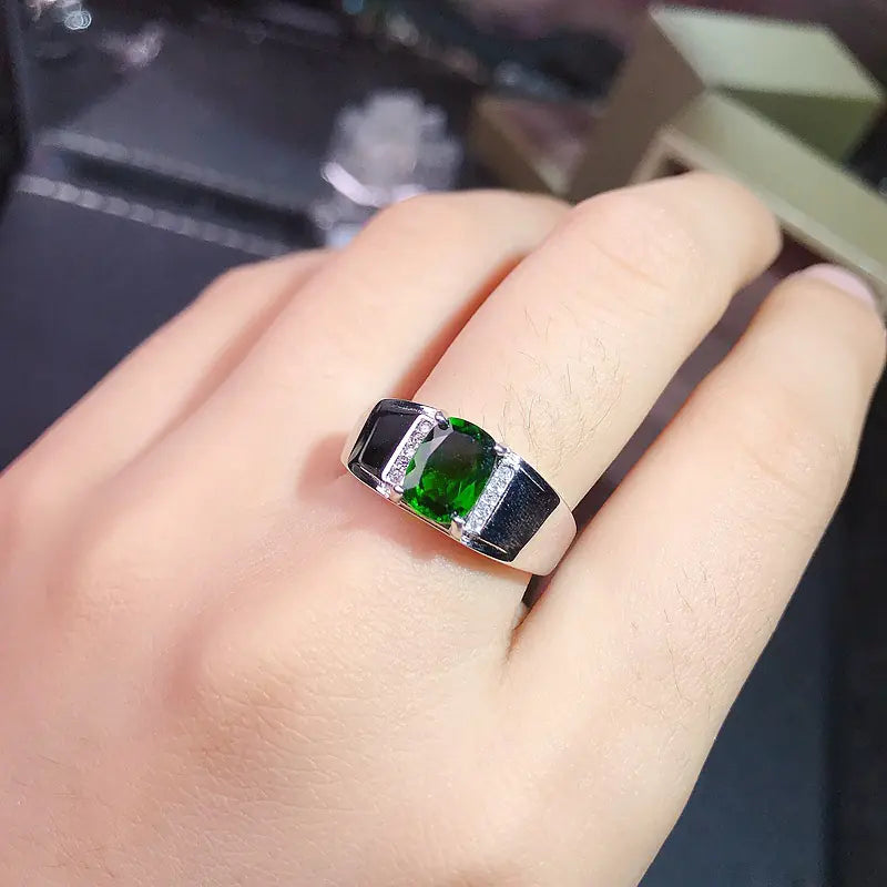 Men's 925 Silver Ring with Diamond Detail