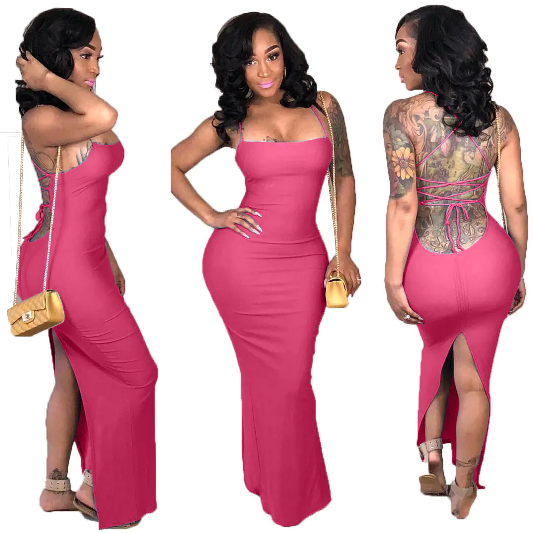Backless Hollow Cut-Out Long Dress for Nightclubs