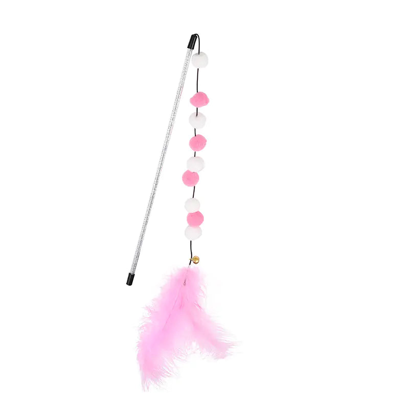 Factory Direct Cat Teaser Wand with Pom Poms