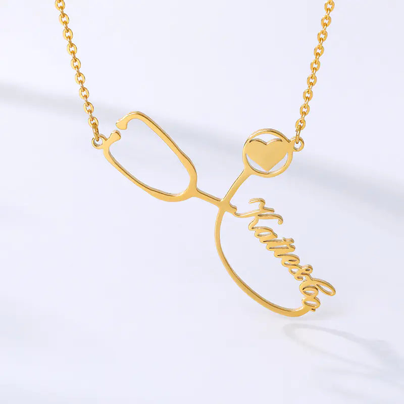 Custom Gold-Plated Stethoscope Pendant Necklace