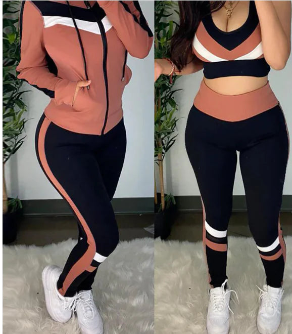 Women's Casual Sport Set with Hooded Vest (3 Pieces)