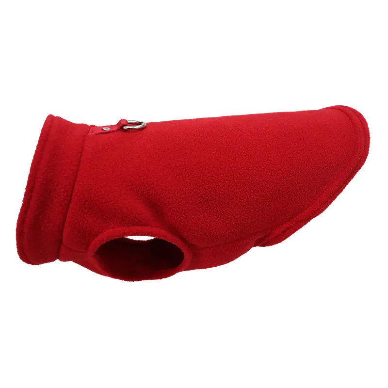 Thick Solid Color Dog Clothes with Strap and Fleece