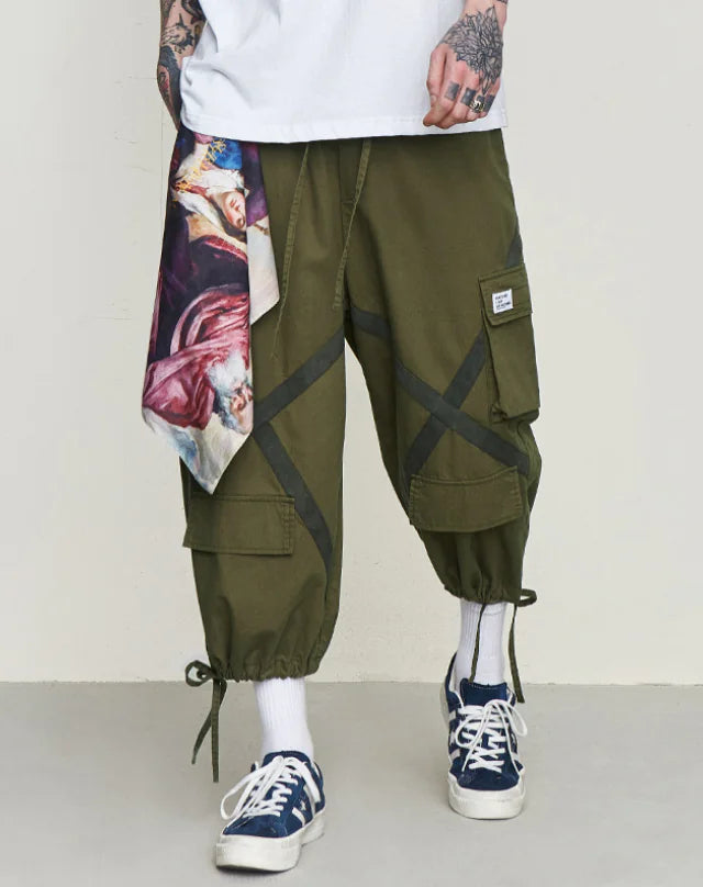 Hip Hop Loose Fit Jogger Pants with Multiple Pockets