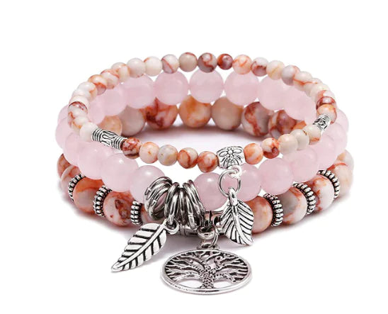 Agate Bracelet with Multi-Layer Tree of Life Design