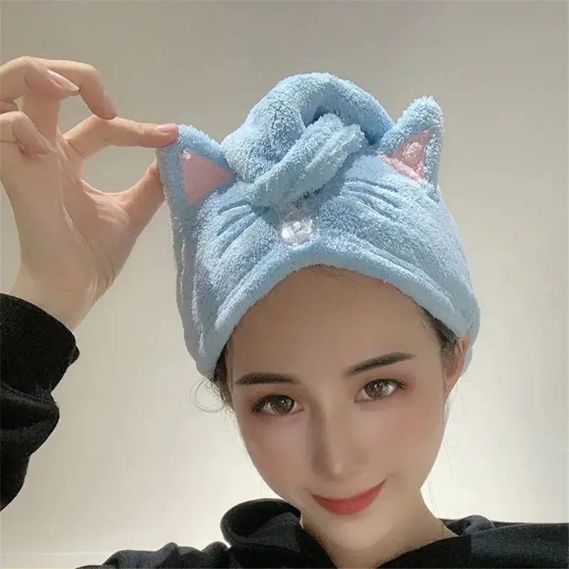 Cute Cat Microfiber Quick-Drying Bath Towel for Women