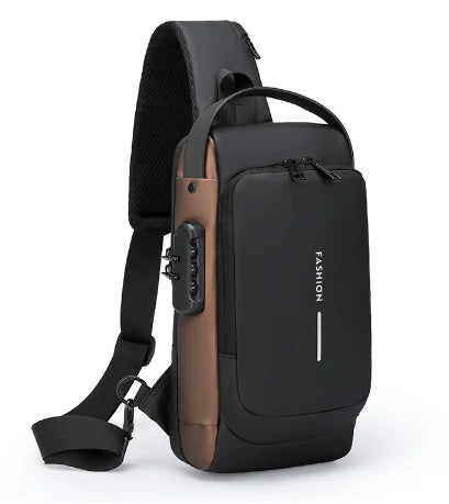 Men's chest bag security anti-theft password lock shoulder messenger bag(private listing)