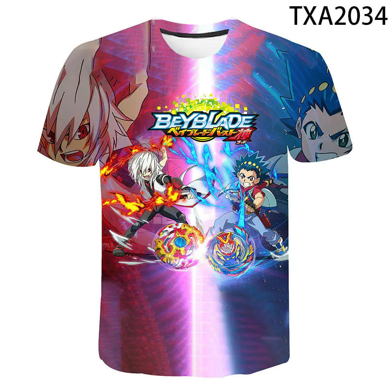 Beyblade Burst 3D Print Round Neck T-Shirt