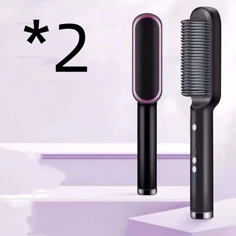 2-in-1 Electric Hair Straightener & Curling Brush