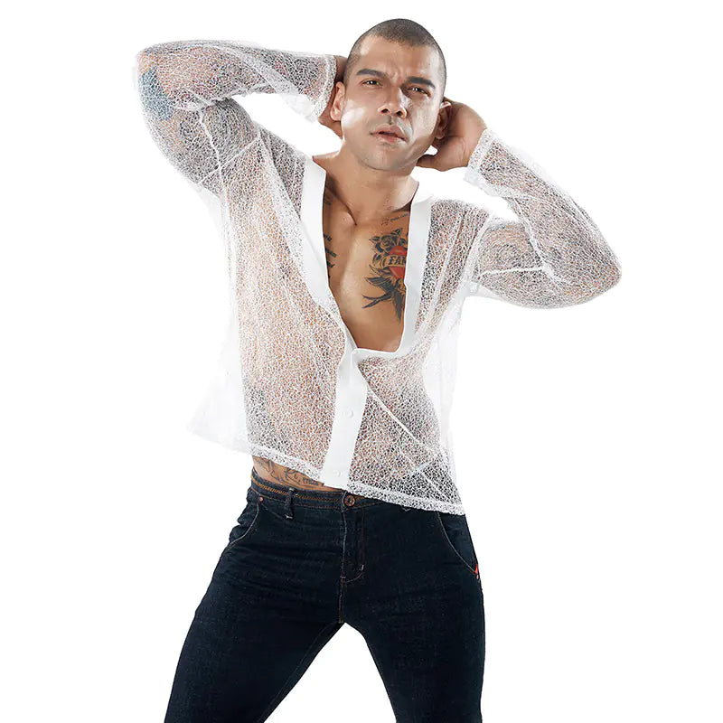 Men's Lightweight Sheer Cardigan and Solid T-Shirt