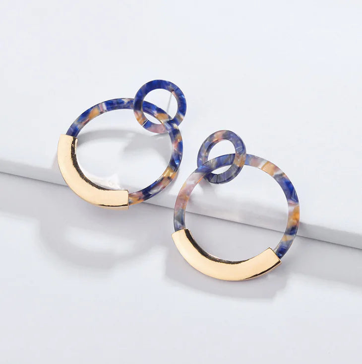 Geometric Alloy Acrylic Circle Earrings for Women