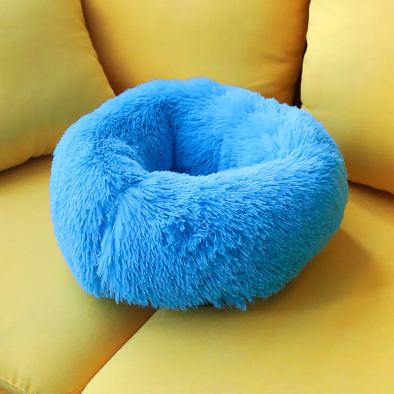 Round Plush Dog Bed for Deep Sleep - Small to Medium