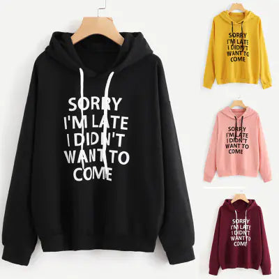Hooded Sweatshirt with Letter Print Long Sleeve Design