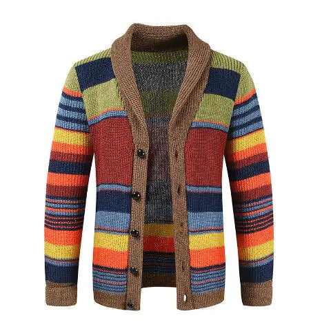 Vintage Men’s Hooded Cardigan Sweater in Ethnic Style