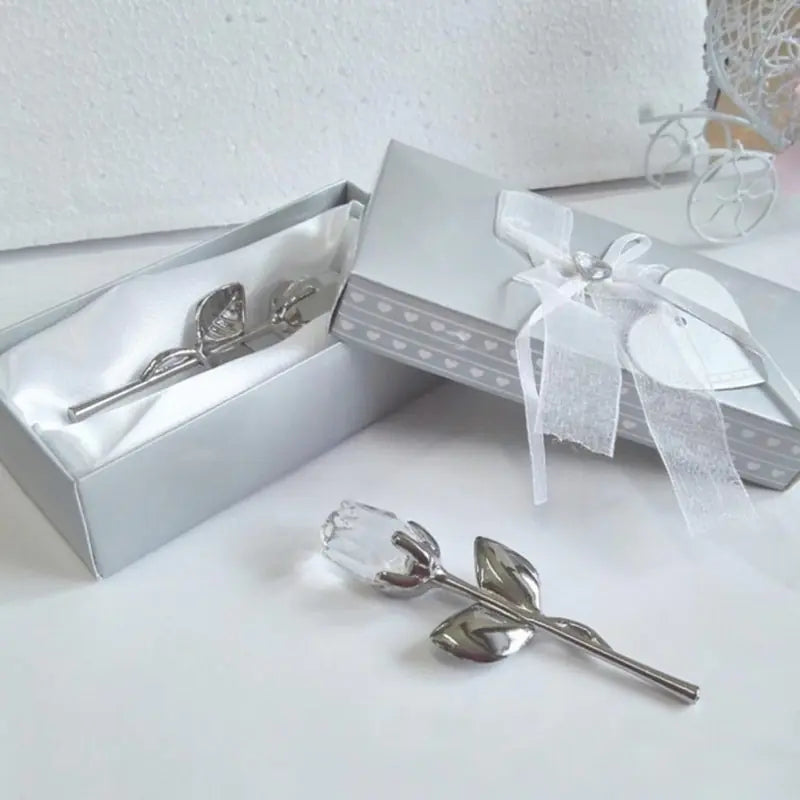 Crystal Rose Pendant with Metal Design