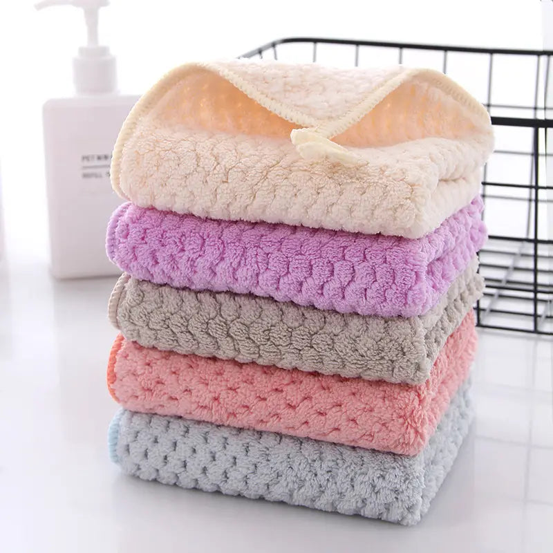 2pcs Coral Fleece Square Towels for Kitchen & Toilets