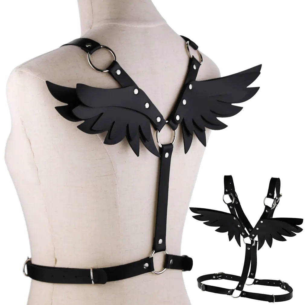 Women's Leather Angel Wings Harness Set
