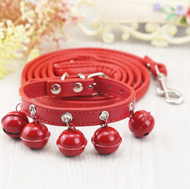 Dog and Cat Collars with Bell and Leash for Pets