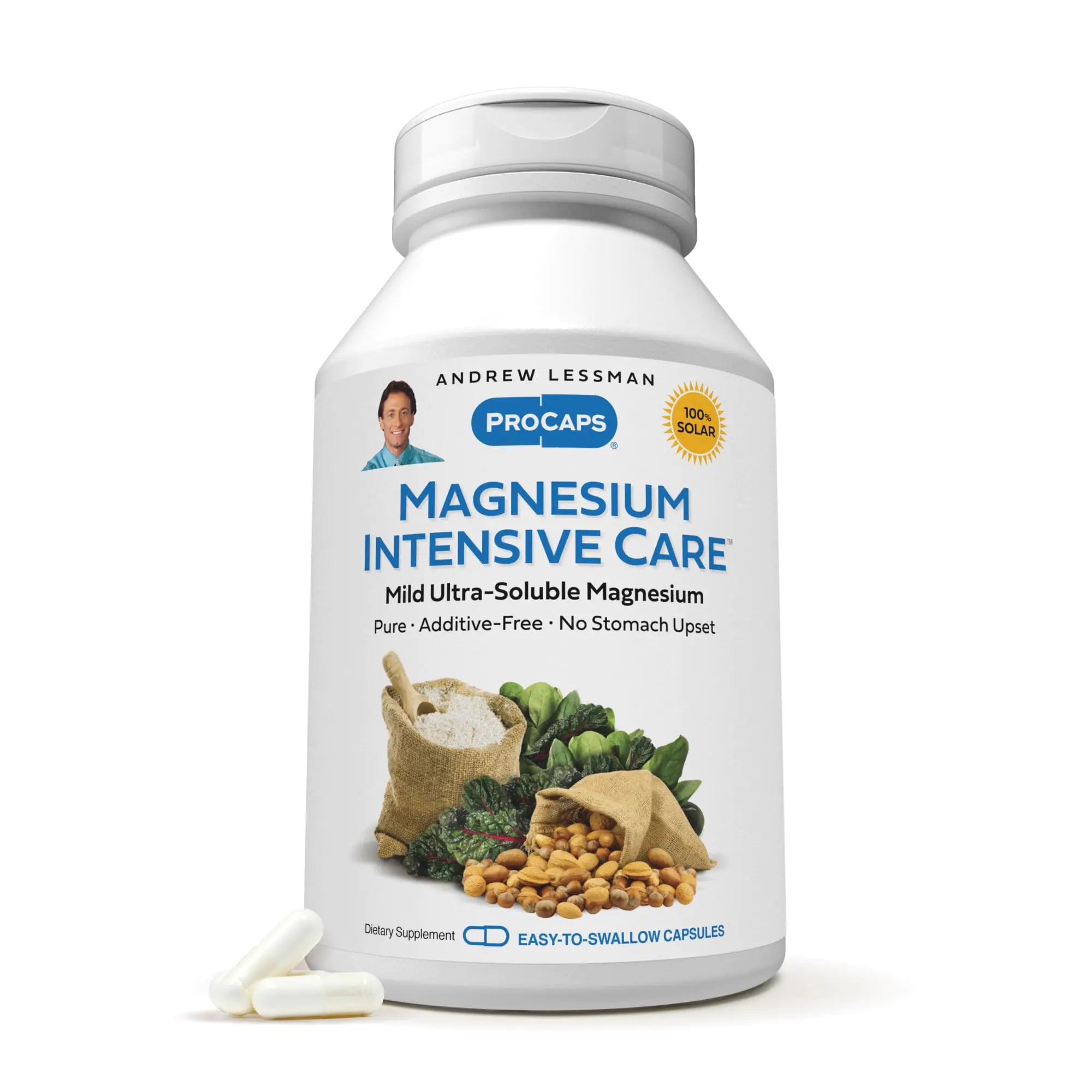 Andrew Lessman Magnesium Intensive Care 500 Capsules – 200mg Mild Ultra-Soluble Magnesium Supports Nerves Muscles Brain and Heart No Additives Gentle to Even The Most Sensitive Stomachs