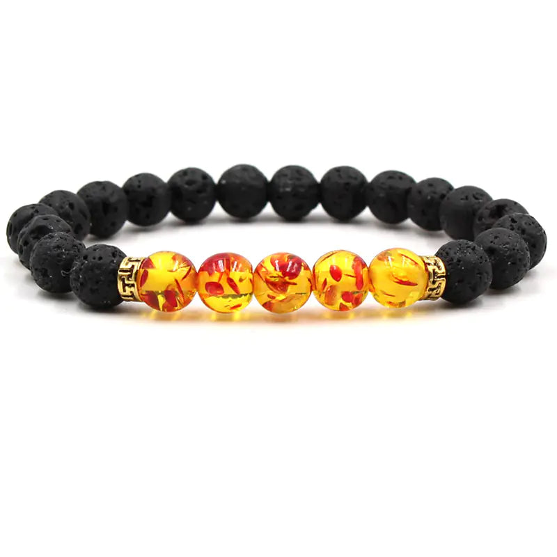 Five Gemstone Chakra Yoga Bracelet with Volcanic Stone