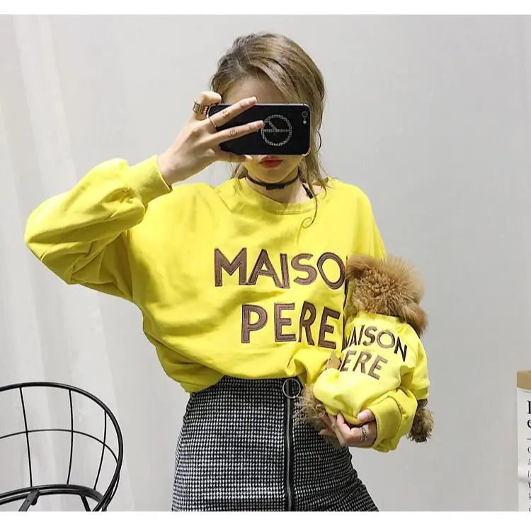 Embroidered Terry Cotton Sweater for Dog Owners